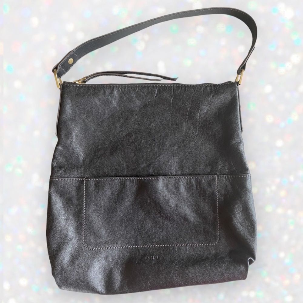 🆕 NEW Fossil Black Leather Shoulder Bag